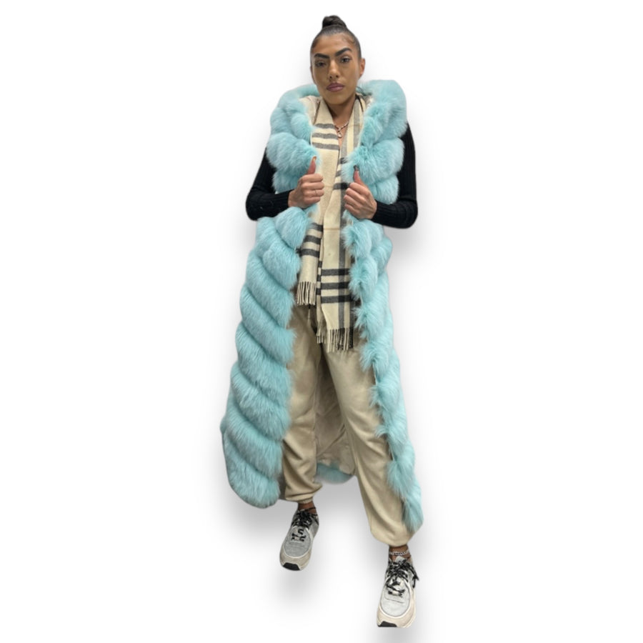 Full Length Fox Vest with Hood