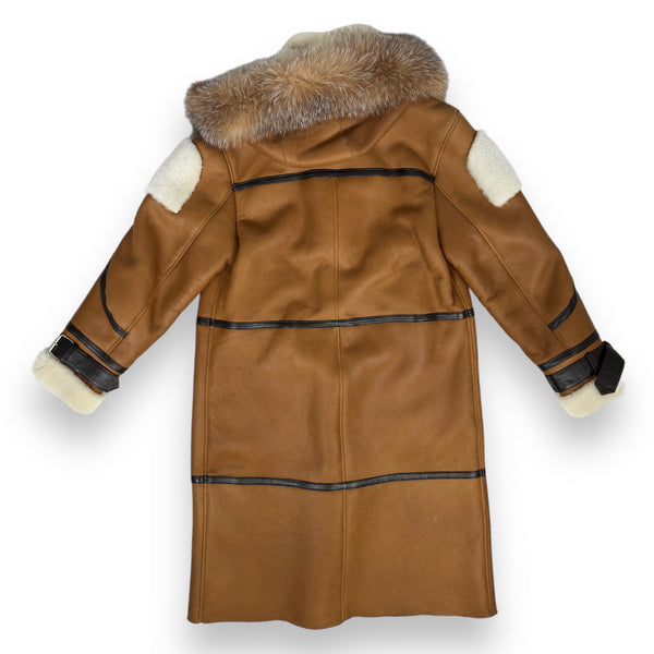 Tan Shearling with Crystal Fox Hood