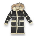 Shearling Coat with Silver Fox Hood
