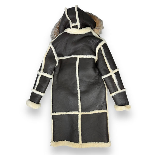 Shearling Coat with Silver Fox Hood