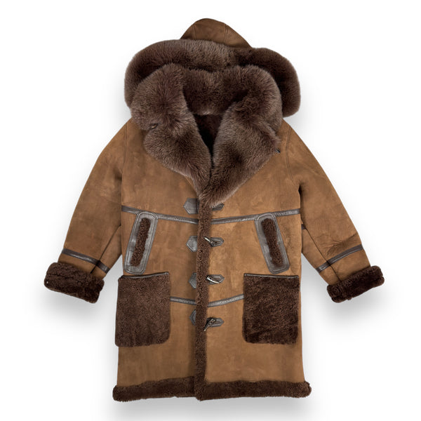 Brown Shearling with Matching Collar and Hood