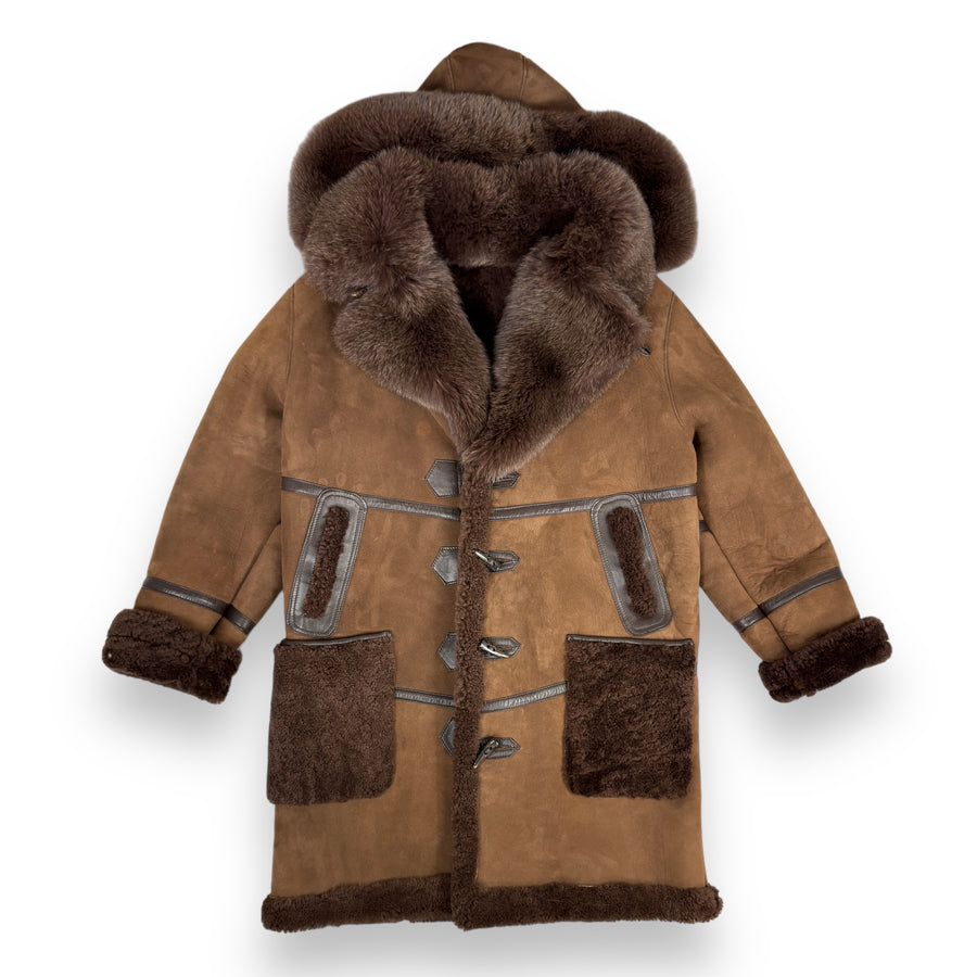 Brown Shearling with Matching Collar and Hood