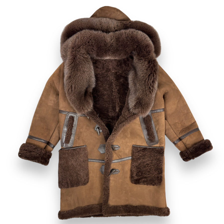 Brown Shearling with Matching Collar and Hood