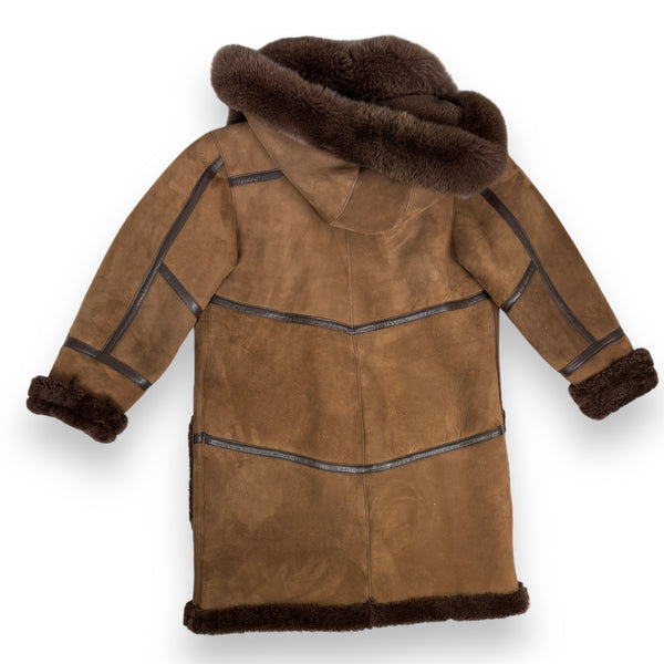 Brown Shearling with Matching Collar and Hood