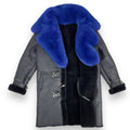 Shearling Coat with Blue Fox Collar