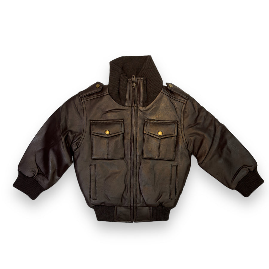 Leather Jacket with Chest Pockets