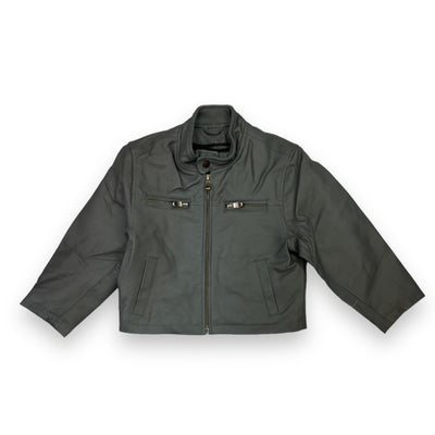 Grey Leather Jacket with Zippers