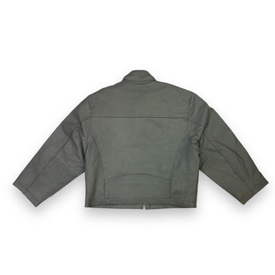 Grey Leather Jacket with Zippers