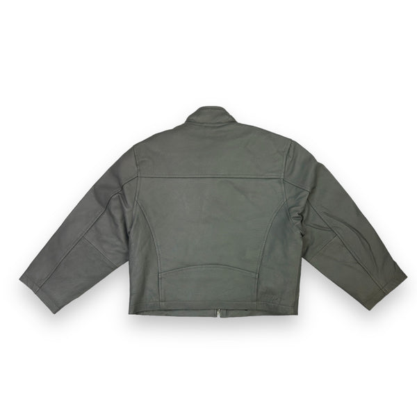 Grey Leather Jacket with Zippers