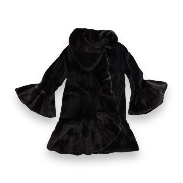 3/4 Black Bell Bottom Mink with Sleeves