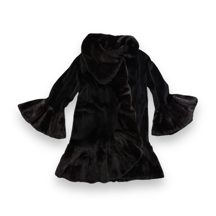 3/4 Black Bell Bottom Mink with Sleeves