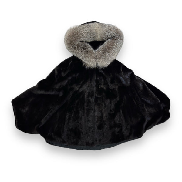 Mink Poncho with Fox Hood