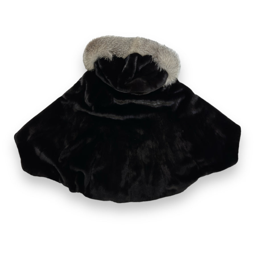 Mink Poncho with Fox Hood