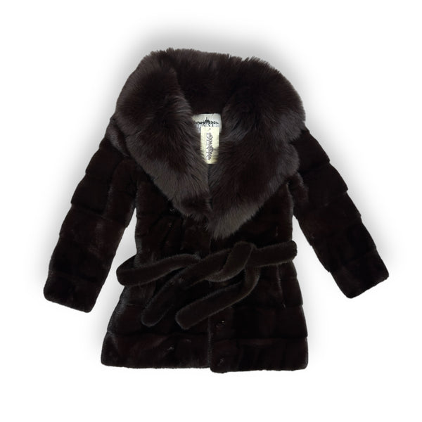 Dark Brown Mink with Fox Collar