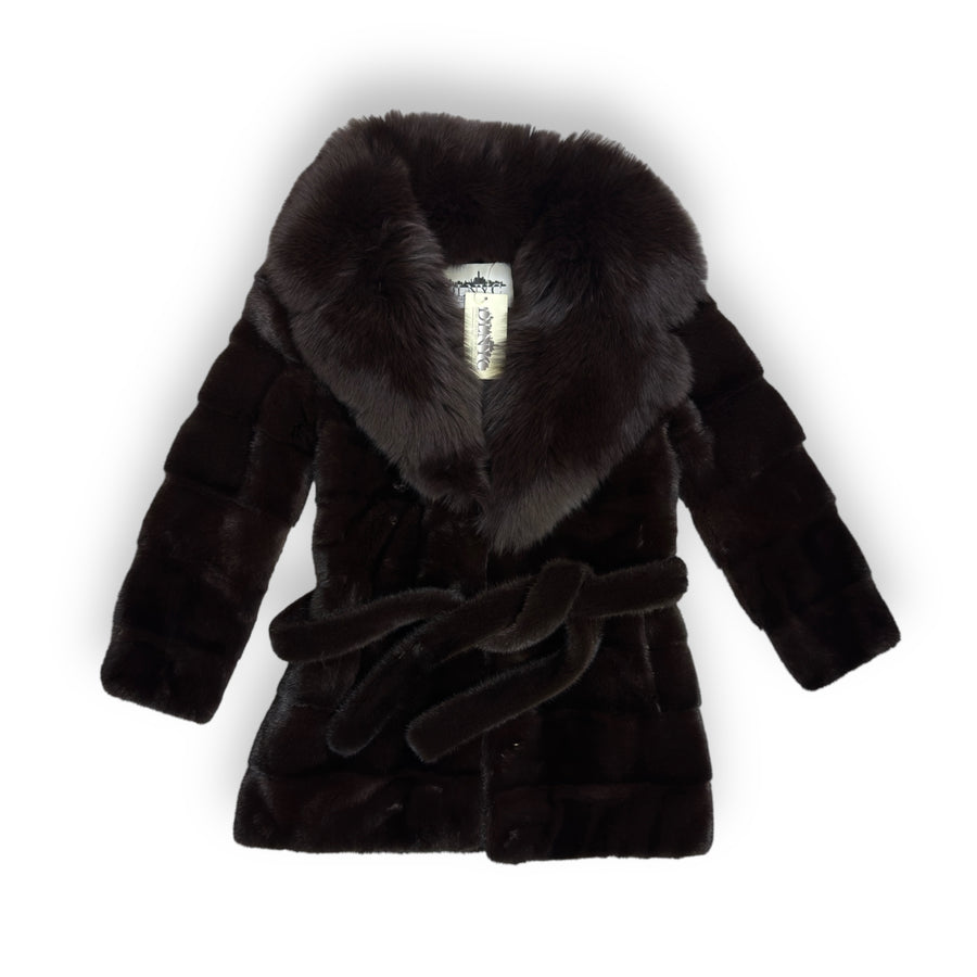 Dark Brown Mink with Fox Collar