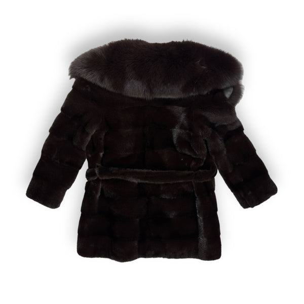 Dark Brown Mink with Fox Collar