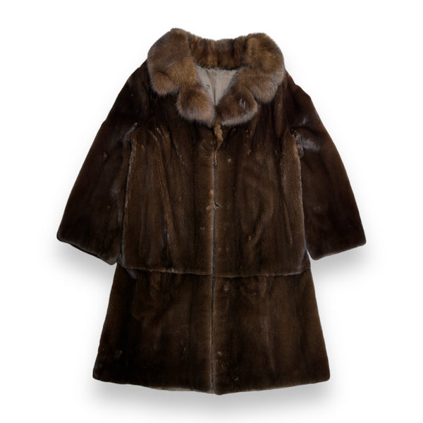 3/4 Dark Brown Mink with Sable Collar