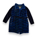 Blue and Black Mink Combo Coat with Blue Collar