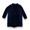 Blue and Black Mink Combo Coat with Blue Collar