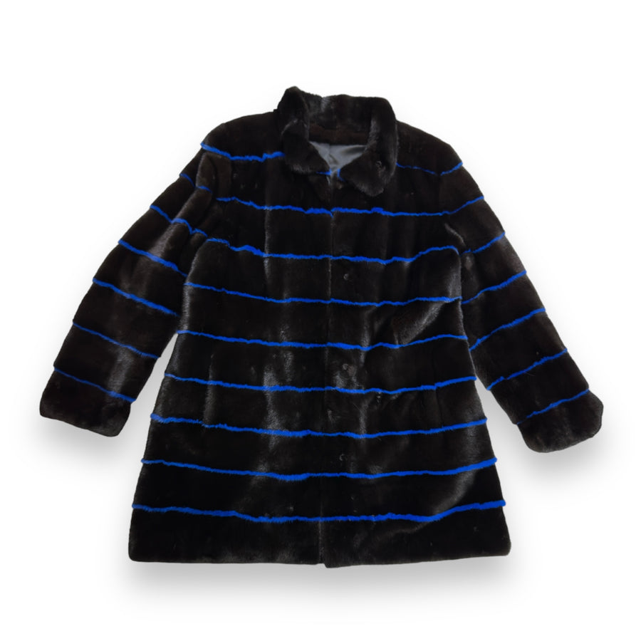 Full Skin Blue and Black Mink Combo Coat