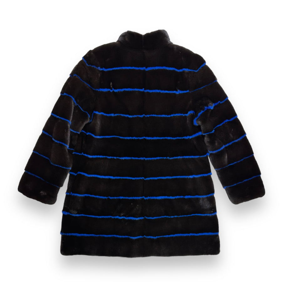 Full Skin Blue and Black Mink Combo Coat