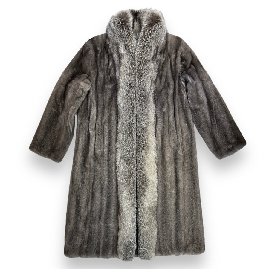 7/8 Blue Iris Mink Tuxedo with Fox Trimming