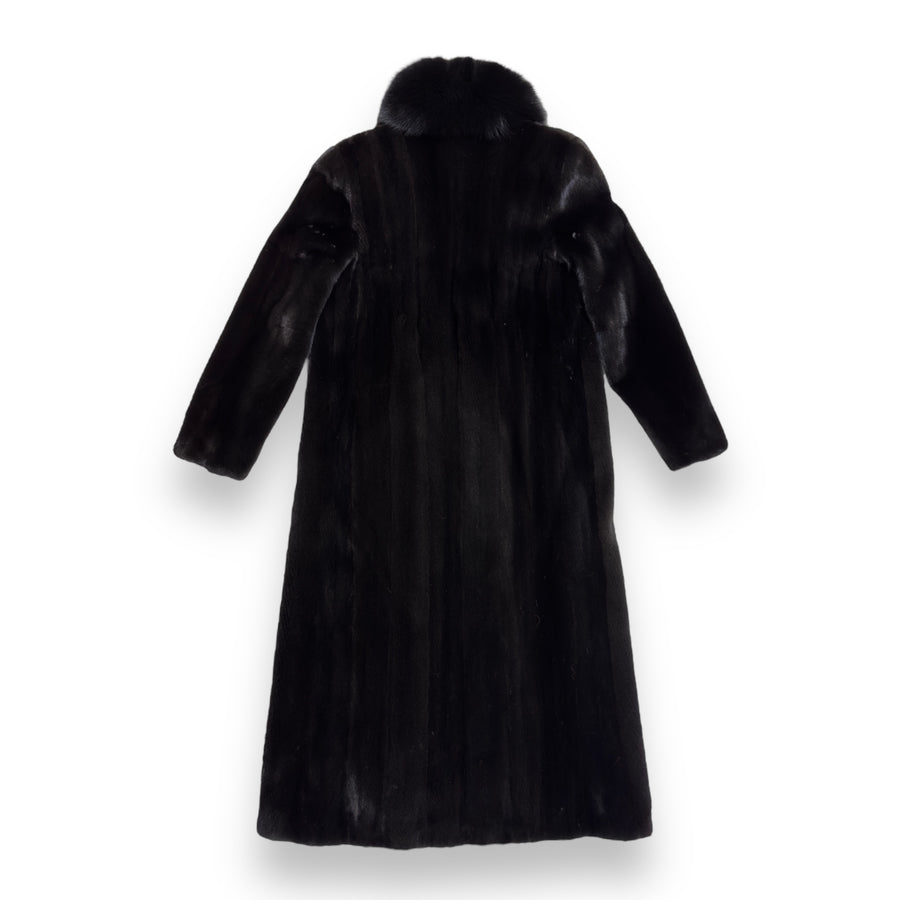 Long Mink Coat with Fox Collar and Lining