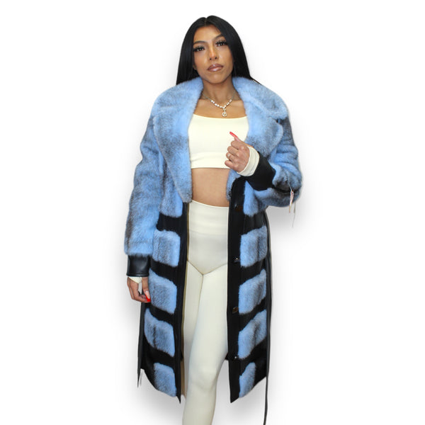 Mink Coat with Leather Trim