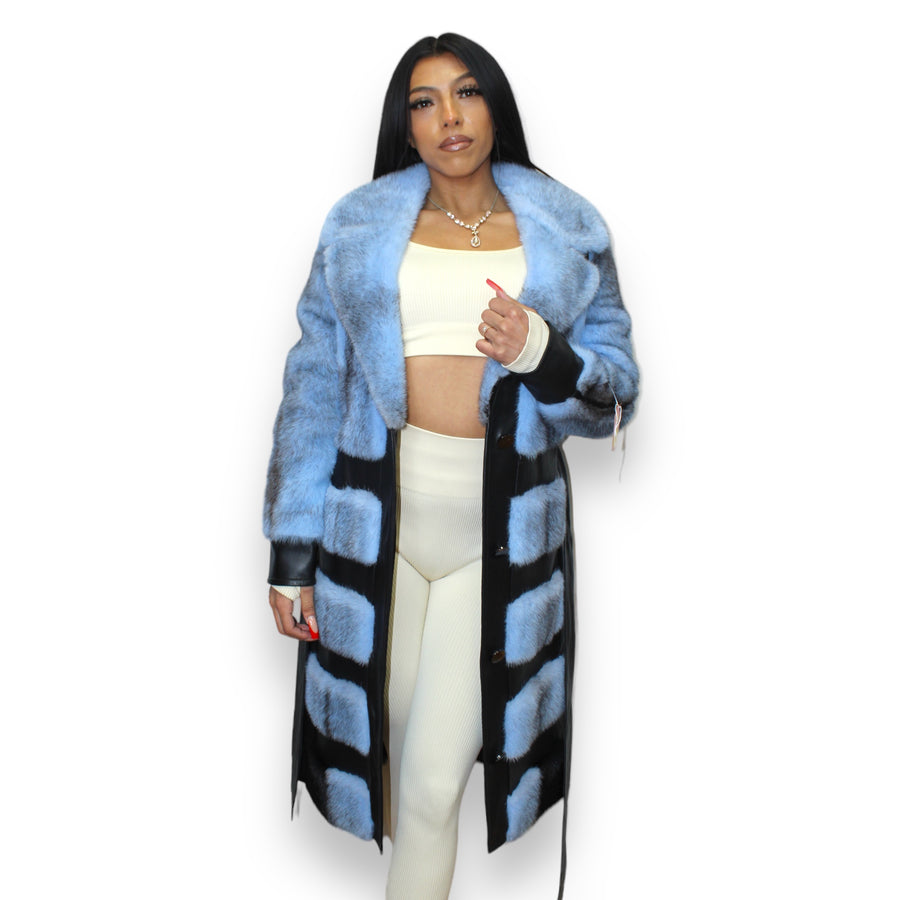 Mink Coat with Leather Trim