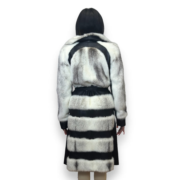 Mink Coat with Leather Trim