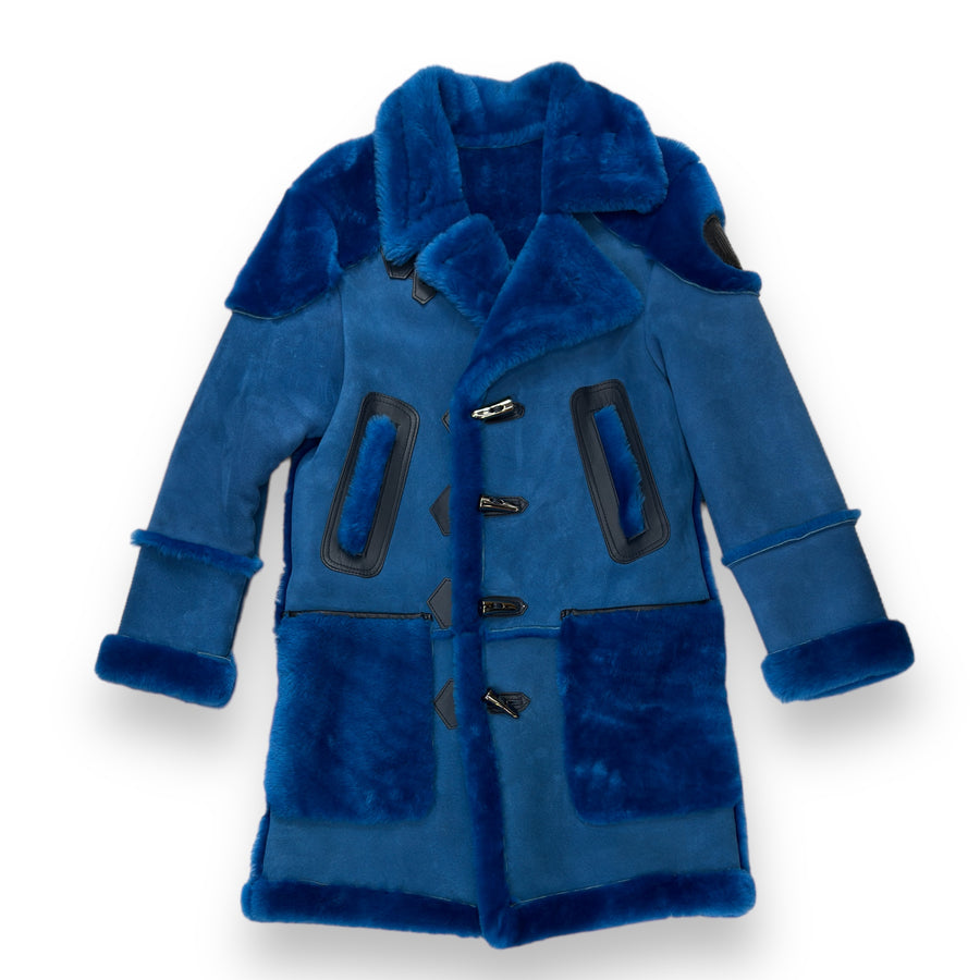 Teal Shearling Coat with Collar