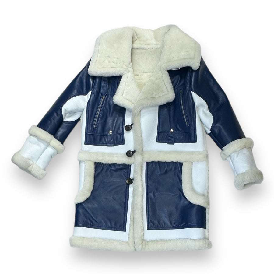White and Blue Shearling with Collar