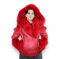 Women's Biker Shearling with Fox Collar