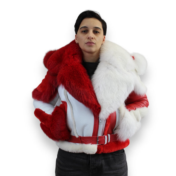 Women's Biker Shearling with Fox Collar