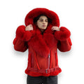 Women's Biker Shearling with Fox Collar