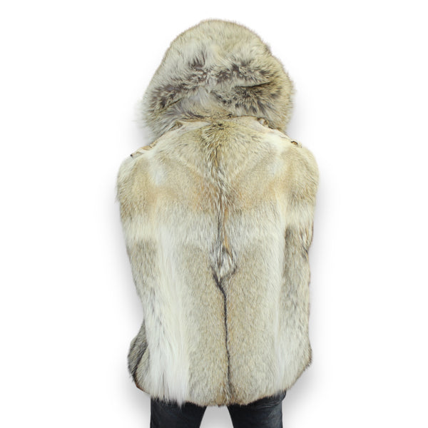 Coyote Vest with Fur Hood