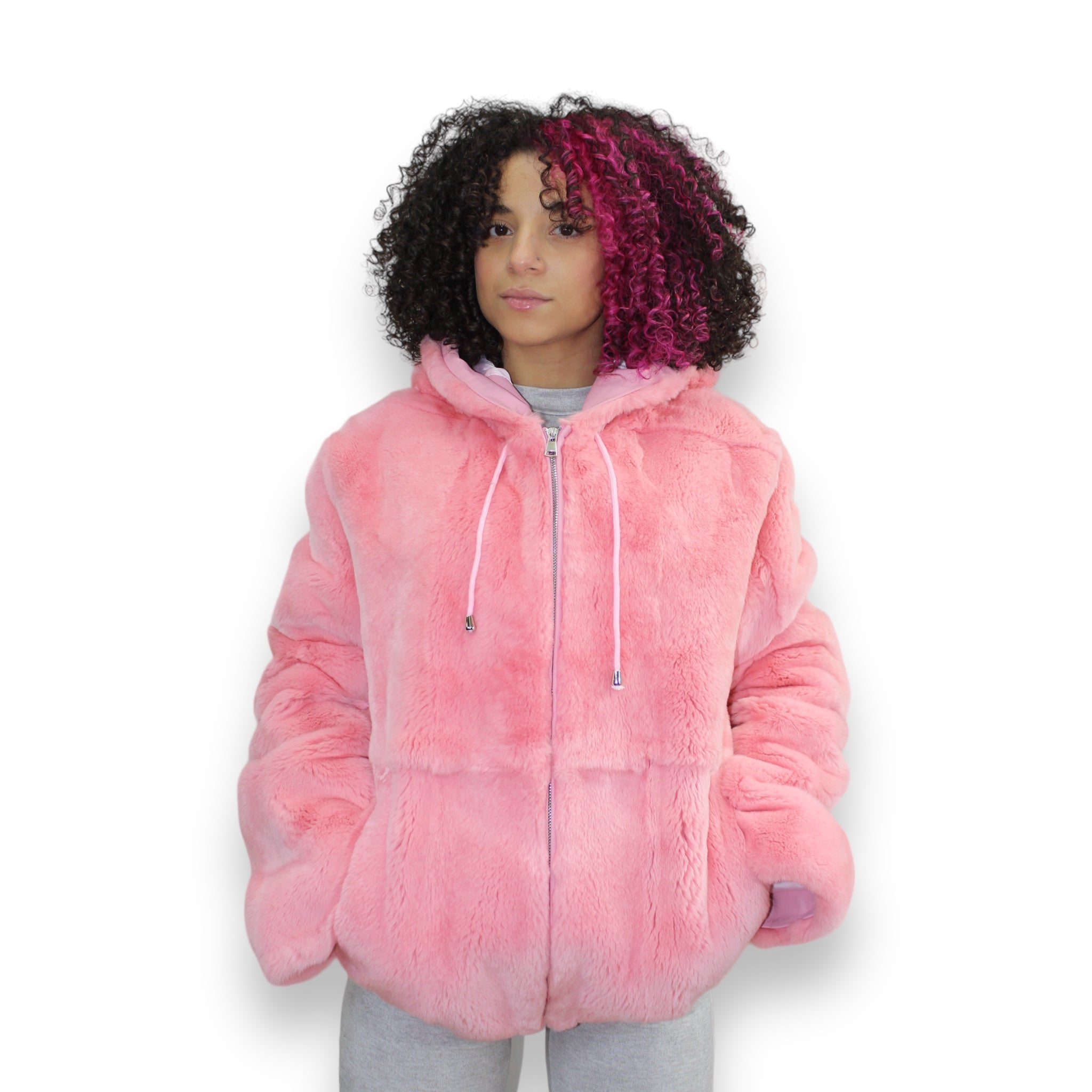 Pink Rabbit Fur Jacket – Daniel's Leather