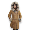 Shearling with Crystal Fox Hood and Cuffs