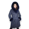 Shearling with Blue Fox Hood and Cuffs