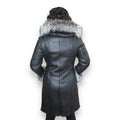 7/8 Black Shearling with Silver Fox Hood and Cuffs