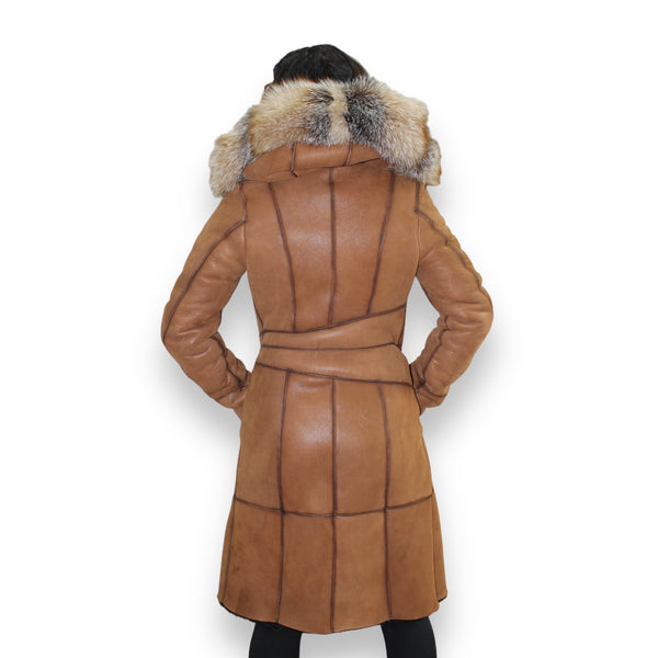 Shearling with Crystal Fox Hood and Middle Lining