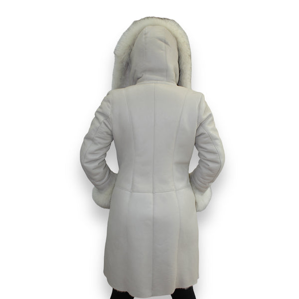 7/8 Acro Shearling with Fox Hood and Double Zipper