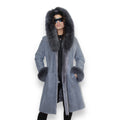 Shearling with Grey Fox Hood and Cuffs