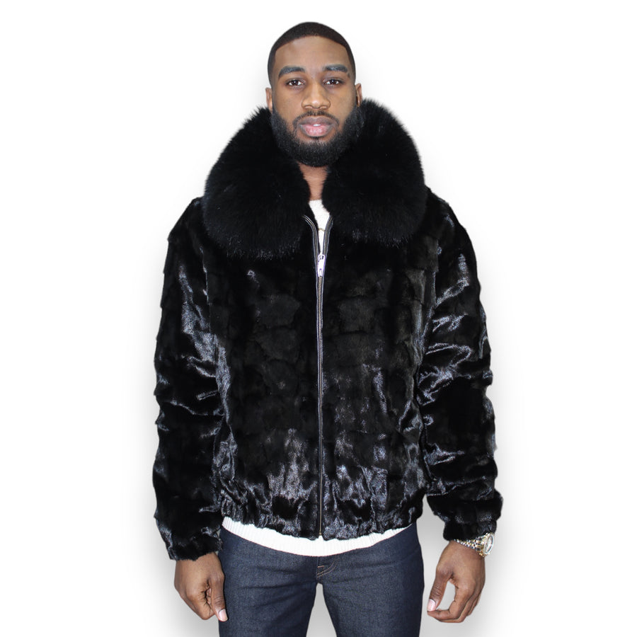 Men's Mink Bomber with Fox Collar
