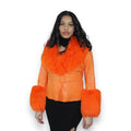 Leather with Fox Collar and Cuffs