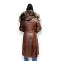 Tan Shearling with Crystal Fox Hood and Cuffs