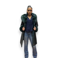 Green Shearling with Fox Hood and Cuffs
