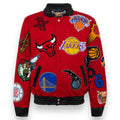 Jeff Hamilton NBA Collage Wool and Leather Jacket