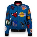 Jeff Hamilton NBA Collage Wool and Leather Jacket