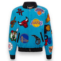 Jeff Hamilton NBA Collage Wool and Leather Jacket